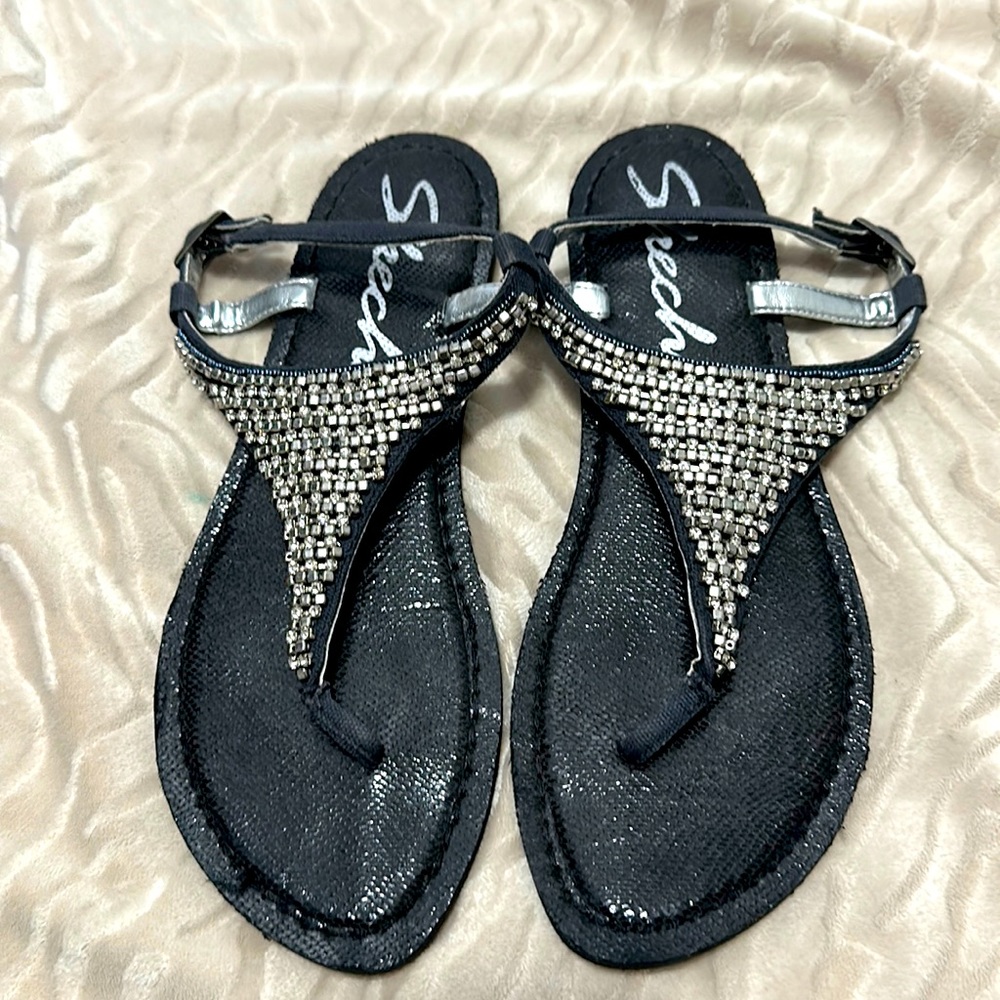 Skechers Silver Beaded/Rhinestone Sandals